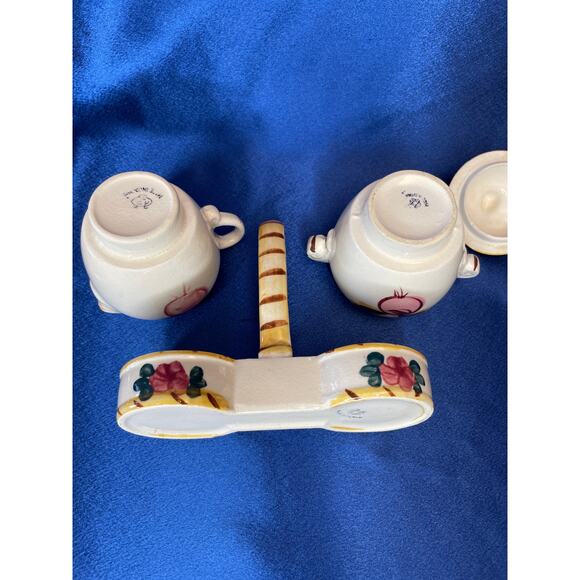 Vintage Nasco Porcelain Creamer and Sugar Dish with Caddy - Picture 7 of 8